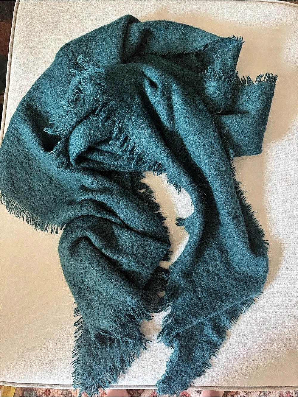 Anthropologie Fringed Wool Scarf in Blue Like New